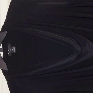 Nue Options Woman Black Sleeveless Top, Flattering Draped Neck, 2X